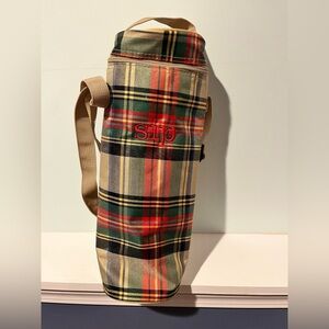 Initials Inc. Plaid Insulated “Sip” Wine Bag with Carrying Strap